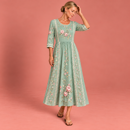 Blush Rose Garden Grace Midi Dress