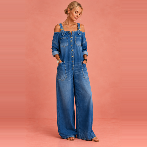 Sophia™ | Off-Shoulder Denim-Look Jumpsuit