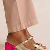Thick-heeled open-toe sandals with colorful straps