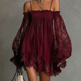 Nea - Mini Dress with Bare Shoulders and Lace