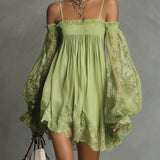 Nea - Mini Dress with Bare Shoulders and Lace