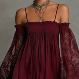 Nea - Mini Dress with Bare Shoulders and Lace
