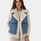 Sylianne | Vintage Denim Vest with Fur Lining