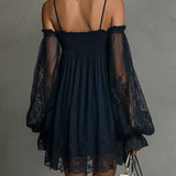 Nea - Mini Dress with Bare Shoulders and Lace