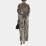Aurélie | Casual Velvet Two-Piece Set with High Collar for Women