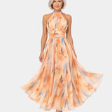 Louna | Halter Neck Dress with Watercolor Print