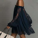 Nea - Mini Dress with Bare Shoulders and Lace