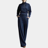 Céleste | Mock Neck Set with Striped Zipper Closure