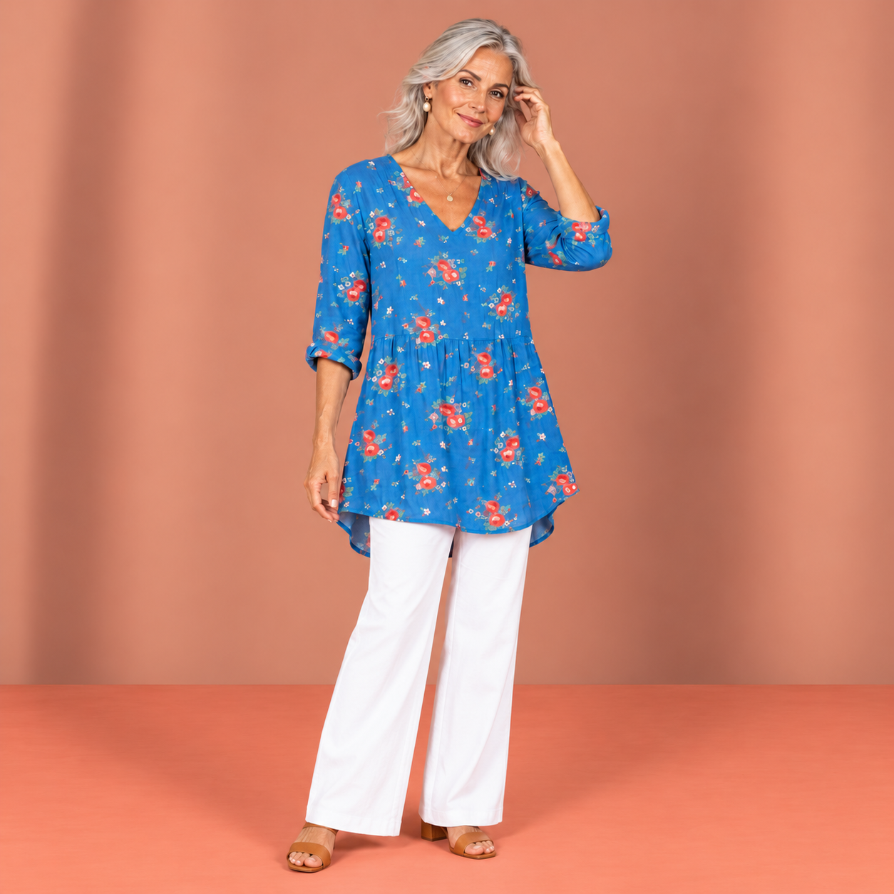 Lucia | Long Blouse with V-Neck