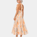 Louna | Halter Neck Dress with Watercolor Print