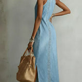 Neea - Denim Dress with Retro Lace