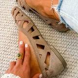 Open-Toe Flat Sandals with Woven Design
