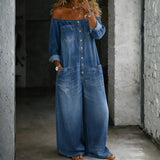 Outi - Long-Sleeve Jumpsuit with Bare Shoulders