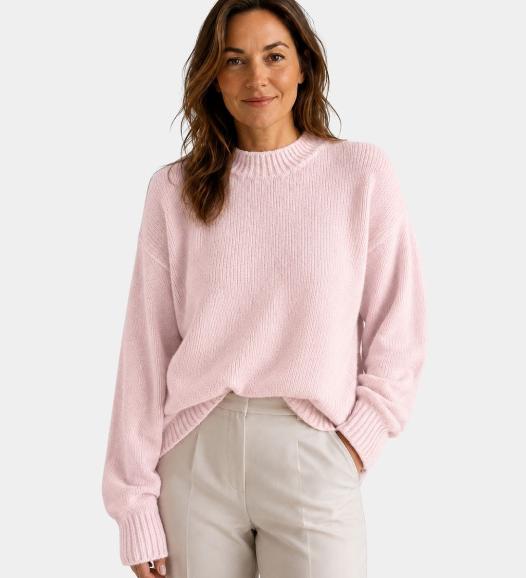 Mae | Round Neck Sweater with Puff Sleeves