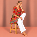 Priscilla | Long Blouse with V-Neck