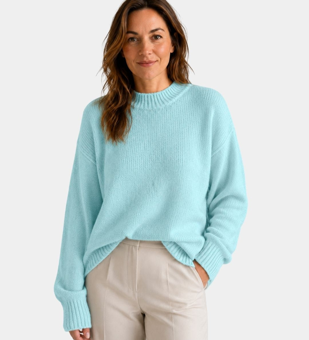 Mae | Round Neck Sweater with Puff Sleeves