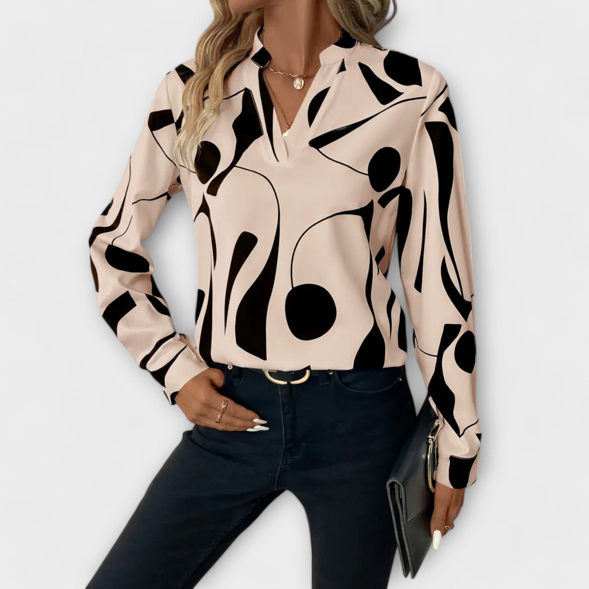 Stylish Long-Sleeve Top with V-Neck