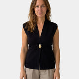 Félicie | Knit Vest with Button Detail and V-Neck