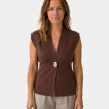 Félicie | Knit Vest with Button Detail and V-Neck
