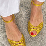 Golden Ankle Strap Sandals