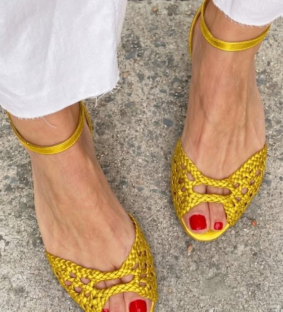 Golden Ankle Strap Sandals