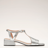 Silver Cross Sandals with Low Heel