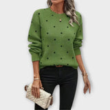 Ava – Long-Sleeved Knitted Sweater with Polka Dots