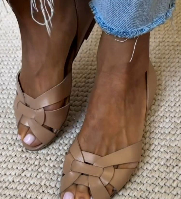 Open-Toed Espadrilles with Crisscross Weaving