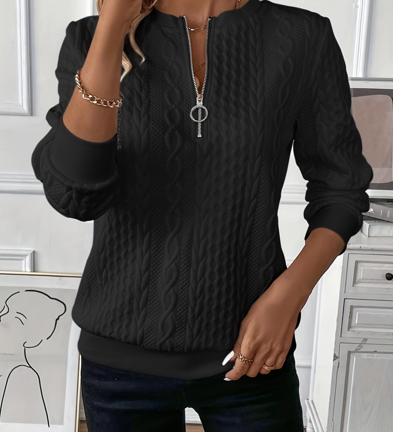 Amy | Zippered Knit Sweater