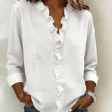 Indie | Ruched Blouse, V-Neck and Long Sleeves