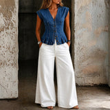Katri - V-Neck Denim Top