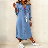 Helmi - Casual and Stylish Denim Shirt Dress