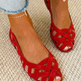 Open-Toe Flat Sandals with Woven Design