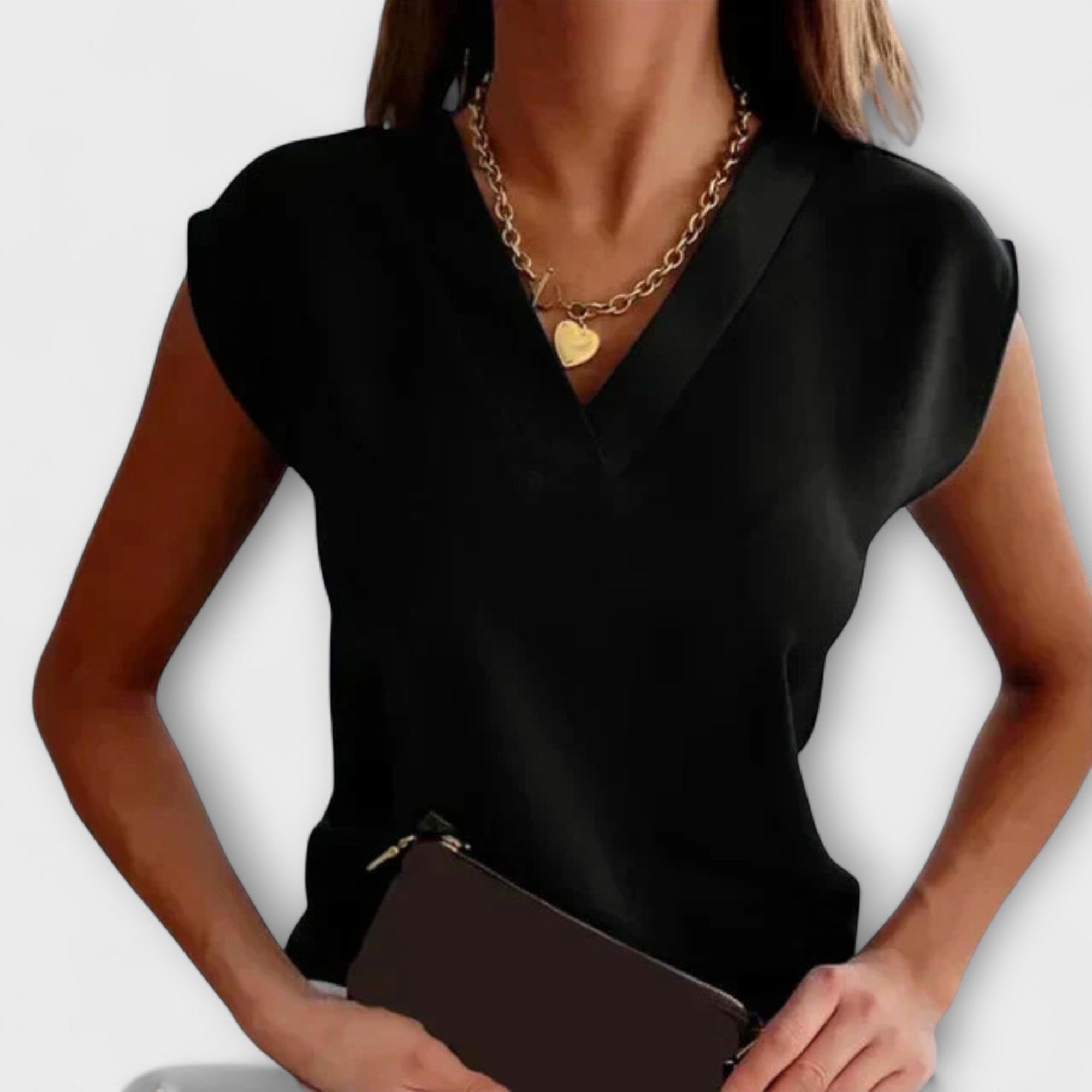 V-neck summer blouse with loose sleeves for women
