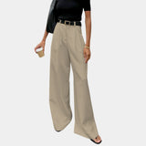 Flore | Solid Wide Leg Pants Without Belt