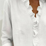 Indie | Ruched Blouse, V-Neck and Long Sleeves