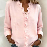 Indie | Ruched Blouse, V-Neck and Long Sleeves