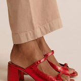 Thick-heeled open-toe sandals with colorful straps