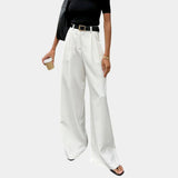 Flore | Solid Wide Leg Pants Without Belt