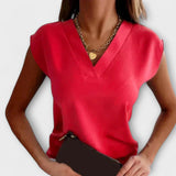 V-neck summer blouse with loose sleeves for women