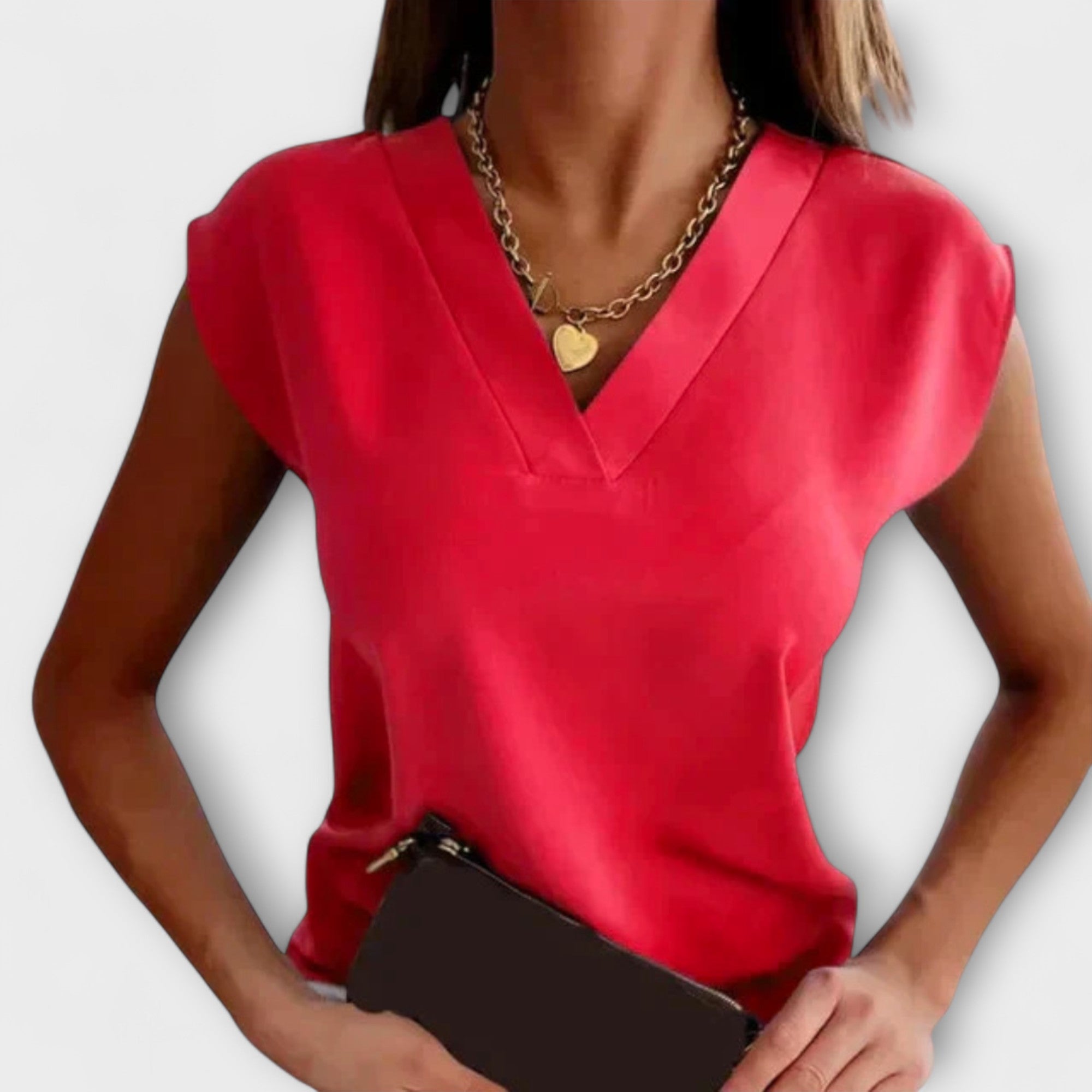 V-neck summer blouse with loose sleeves for women