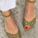Golden Ankle Strap Sandals