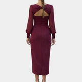 Lucie | Midi Crossed Dress with Sleeves