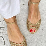 Golden Ankle Strap Sandals