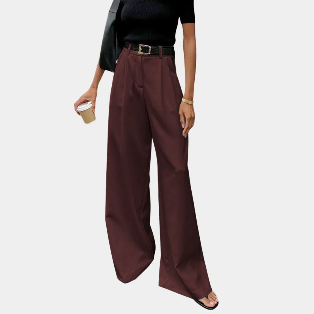 Flore | Solid Wide Leg Pants Without Belt