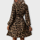Vany | Elegant Leopard Print Dress with V-neck