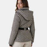 Élodiane | Beige quilted jacket with patterns and belt