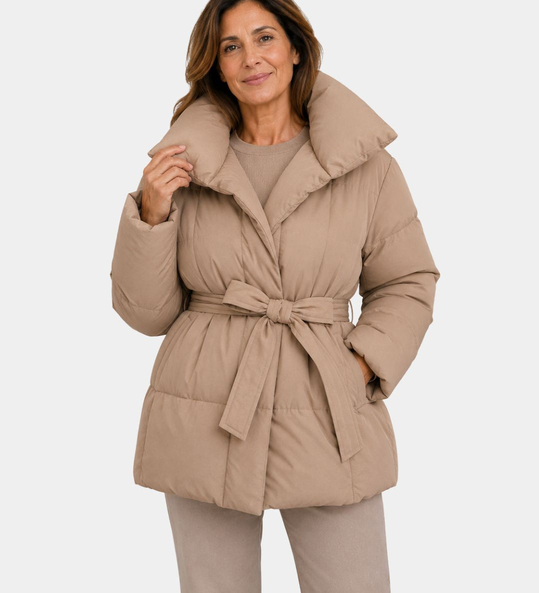 Alixène | Women's Quilted Jacket with Waist Belt