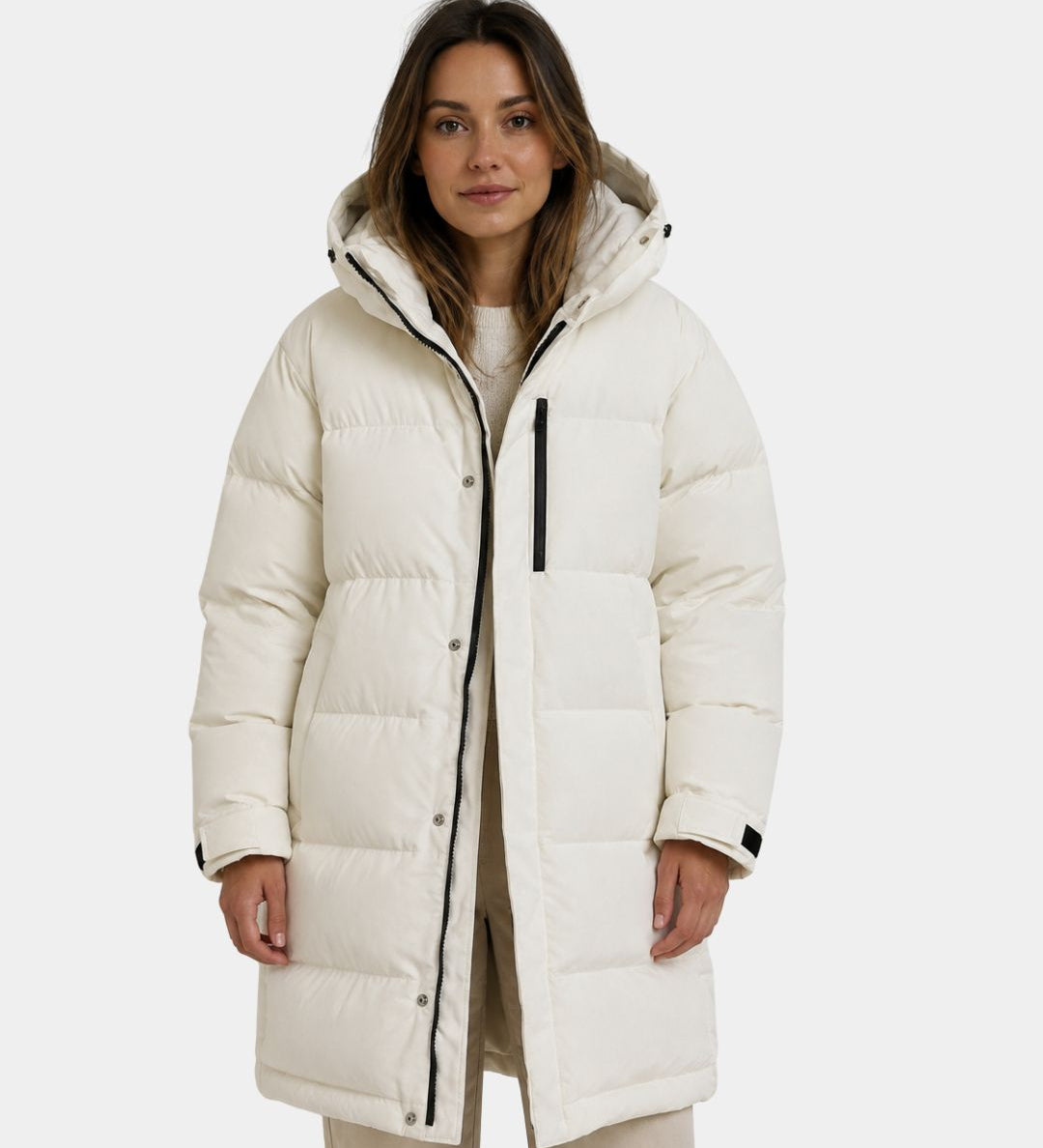 Dorélie | Long Quilted Coat with Hood