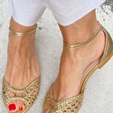 Golden Ankle Strap Sandals